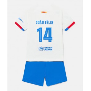 Barcelona Joao Felix #14 Koszulka Wyjazdowych Dziecięca 2023-24 Krótki Rękaw (+ Krótkie spodenki)